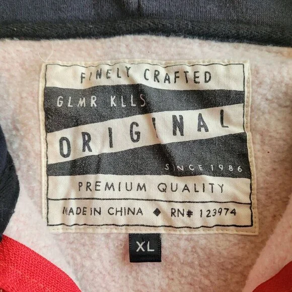 GLMR KLLS XL Red & Gray Zip-Up Hoodie With Pockets - Picture 3 of 6